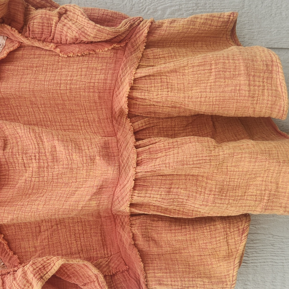 Bibi Anthropologie Boho Charm Peplum Festival Country Eyelet Medium Peach Core - Picture 2 of 5